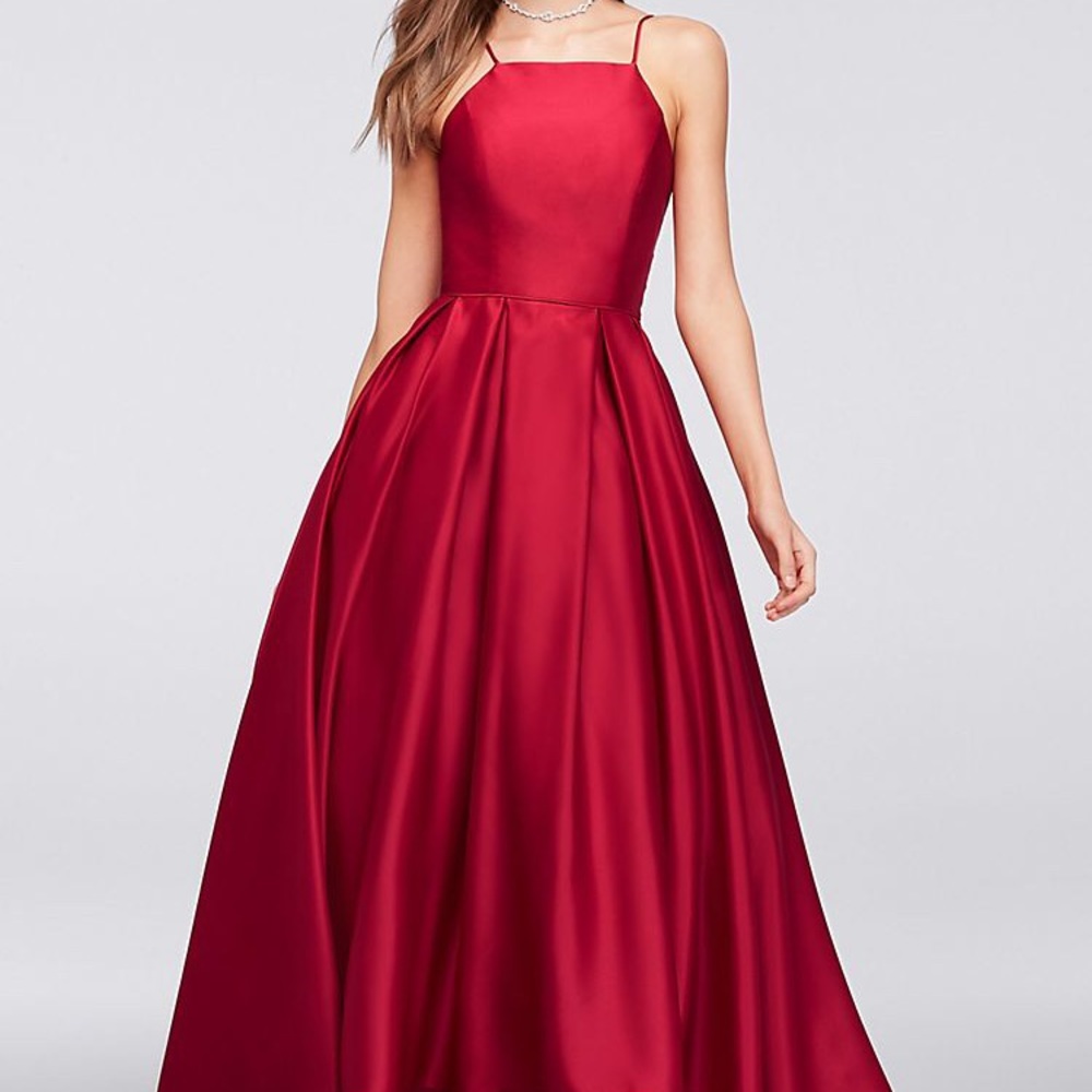 High Neck Satin Ball Gown